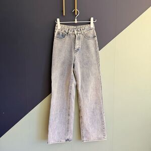 Vintage Light Wash 100% Cotton High Rise Wide Leg Jeans 26x29.5